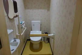 各トイレには排泄しやすい前傾姿勢を支えるためのボードを設置しています。